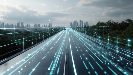 Fototapeta premium Futuristic highway through a city