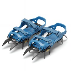 Professional Blue Ice Traction Crampons with Long Front Spikes and Reinforced Straps for Vertical Ice Climbing and Extreme Alpine Conditions