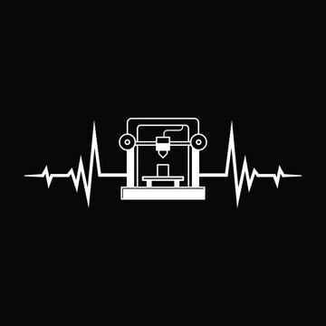 3D Printing Heartbeat Vintage T Shirt Design | Maker Pulse Line Vector