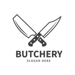 Crossed Meat Cleaver and Chef Knife Logo