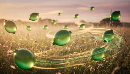 Surreal Illustration of Lemons lighting up like bulbs