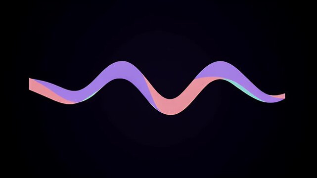 Abstract motion graphic with waves flowing seamless on a black background