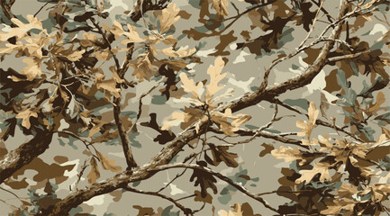 Hunting camouflage with tree for hunting and military. Hunting camouflage seamless pattern design. Abstract digital camouflage background