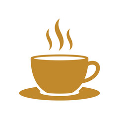 Obraz premium A simple black and white line drawing of a steaming cup of coffee on a saucer with a handle design on transparent background