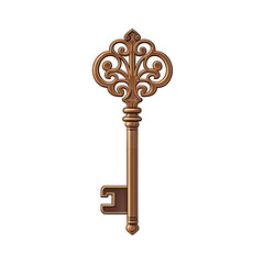 Detailed Key Top View Illustration Isolated