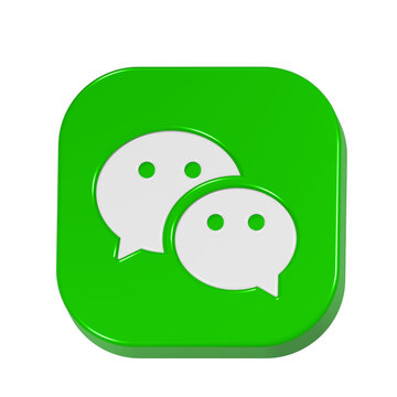 We chat icon 3d render green square button  