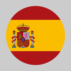 Flag of Spain in circular shape with accurate proportions and official colors. Representing national identity and patriotism