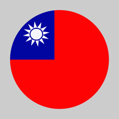 Flag of Taiwan in circular shape with accurate proportions and official colors. Representing national identity and patriotism.