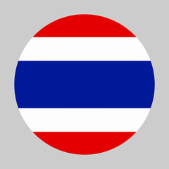 Flag of Thailand in circular shape with accurate proportions and official colors. Representing national identity and patriotism