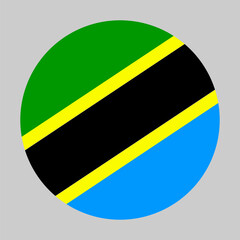Flag of Tanzania in circular shape with accurate proportions and official colors. Representing national identity and patriotism