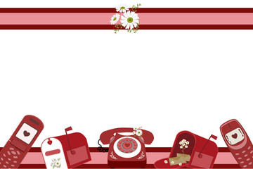 Retro Love Calling, Vintage Communication and Mail Aesthetic, Valentine background