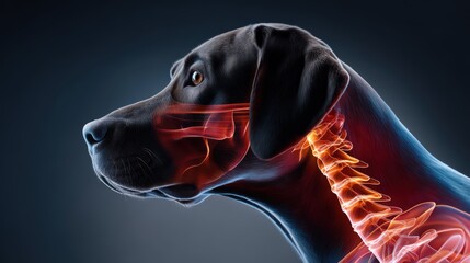 Dog Head With Skull and Neck Anatomy Illustration