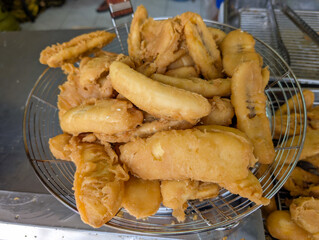 Crispy fried bananas are a popular and delicious street food snack in Indonesia.