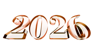 Happy lunar new year 2026 3d illustration isolated gold red glass letter