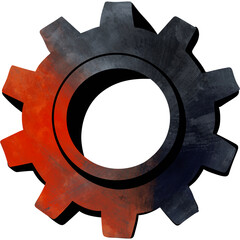 Watercolor Gear Graphic with Red and Blue