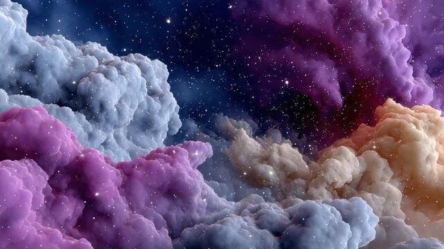 Celestial Symphony: A vibrant display of swirling, colorful nebula, painted across the canvas of space, sprinkled with the gentle glow of stars.