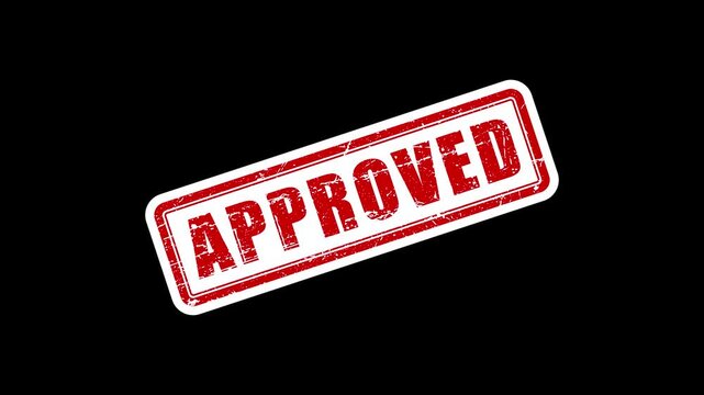 Approved animated sticker stamp video. Paper, fold, rubber, seal, red, vintage effect, animation stamp with a transparent background