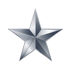 Obraz premium A shiny metallic five pointed star with gradients ideal for design on transparent background