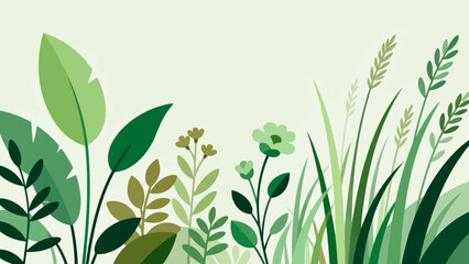 Green plants and flowers illustration © D3