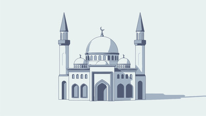 Fototapeta premium Illustration of a Mosque with Dome and Minarets