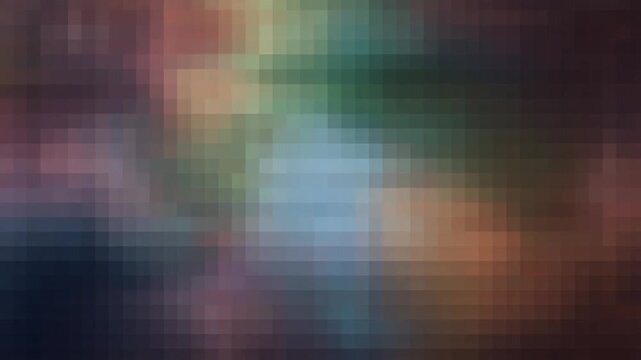 Futuristic Digital Pixel Mosaic Background with Atmospheric Light Leak Effect, featuring Deep Teal, Navy Blue, and Warm Orange Gradients for a Modern Abstract Design.