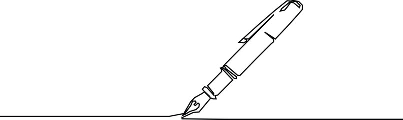 One continuous line of pen writing on a sheet. Vector. art.