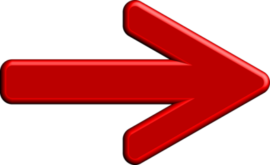 Vibrant glossy red arrow pointing right with a glowing outline against a stark black background