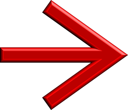 A glossy red arrow pointing to the right on transparent background - Powered by Adobe