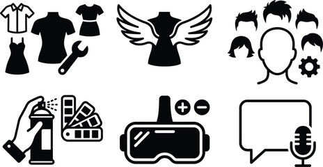 Avatar customizer icons for virtual reality metaverse interface design