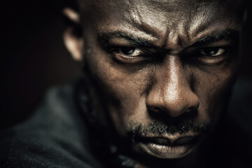 Fototapeta premium Close-Up Portrait of a Man with Intense Expression