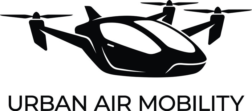 Flying taxi futuristic electric vehicle urban transport vector