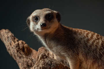 Fototapeta premium Meerkat perched on rocky surface