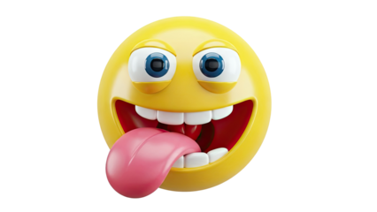 3D Rendering of a Silly Emoji with Tongue Out