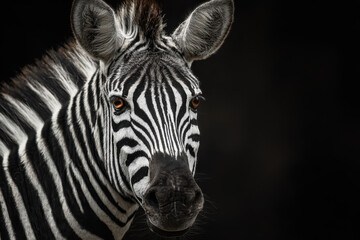 Close-Up Portrait of a Zebra&acirc;&euro;&trade;s Head with Distinct Stripes