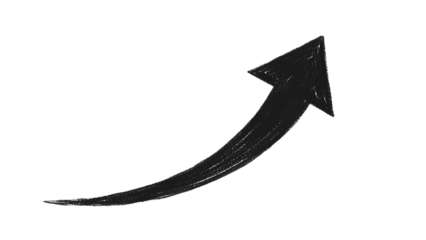 Black arrow pointing upwards isolated on transparent background