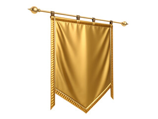 Blank gold ribbon banner design with a wooden frame border isolated on white paper background for a vector poster illustration message