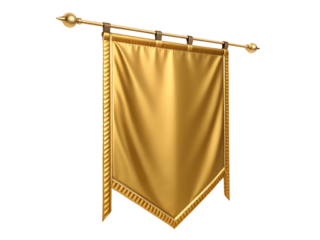 Blank gold ribbon banner design with a wooden frame border isolated on white paper background for a vector poster illustration message