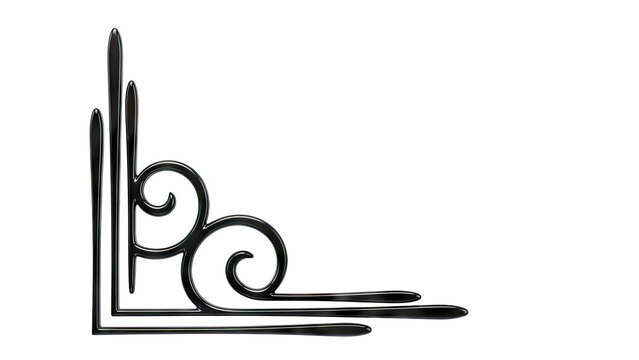 Art Deco black corner ornament with scrolls and fins