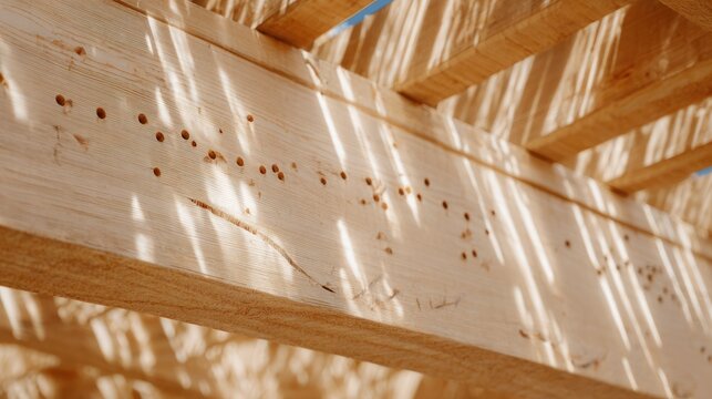 A close-up shot of a wooden arch belly, with sunlight shining through the holes. Real estate listings, designed specifically for showcasing real estate listings and luxury residences.