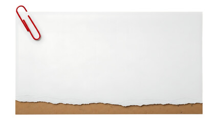 White paper with red paperclip isolated on transparent background