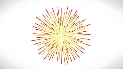Vibrant Yellow and Red Radial Lines on White Background, Abstract Design Element