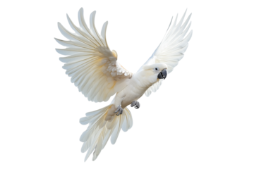 Beautiful Triton Cockatoo parrot flying isolated on Transparent background