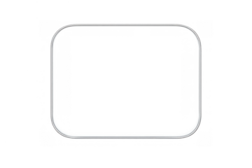 Glossy metal frame with rounded corners, silver metallic border, modern rectangular shape overlaying transparent background