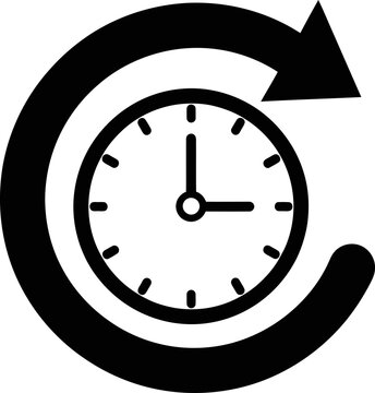 Clock with recurring arrow icon Vector