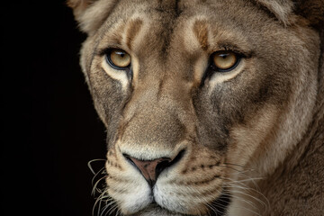 Fototapeta premium Close-up portrait of a lioness with intense gaze