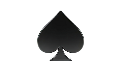 Glossy Black Spade Symbol on White Background
