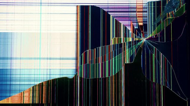 Realistic Electronic Device glass breaking into pieces. TV LCD Screen Glass impact crack with detailed fractures on alpha. For overlay, simulating broken Screen effects. Fake Broken Screen Wallpaper.