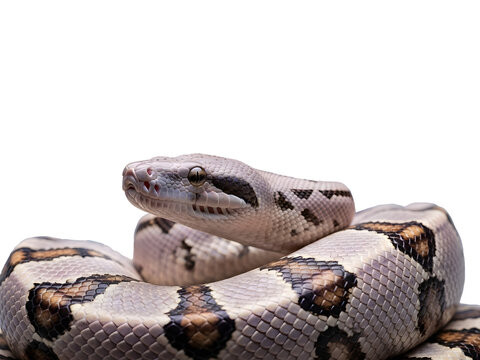 Coiled Ball Python Snake Isolated On Transparent Background