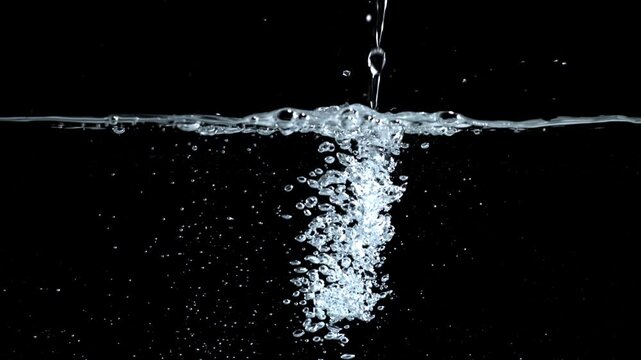 Super slow motion water splashes with air bubbles . Filmed on a high-speed camera at 1000 fps. High quality FullHD footage
