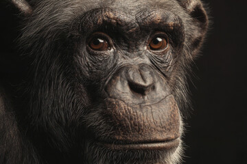 Naklejka premium Close-Up of a Chimpanzee's Face in Natural Light